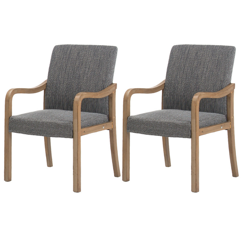 Contemporary Home Arm Chair Solid Back Upholstered Wood Dining Room Chair Black-Gray 2 Piece Set Natural Wood Clearhalo ' kitchen&dining_furn' 'Dining Chairs' 'Dining Tables & Seating' 'dining_chair' 'furn' 'furn_dining_chair' 'Furniture' 'furniture_dining_chair' 'Kitchen & Dining Furniture' 'kitchen' 3596900