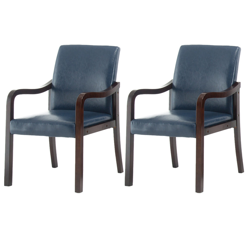 Contemporary Home Arm Chair Solid Back Upholstered Wood Dining Room Chair Blue 2 Piece Set Walnut Clearhalo ' kitchen&dining_furn' 'Dining Chairs' 'Dining Tables & Seating' 'dining_chair' 'furn' 'furn_dining_chair' 'Furniture' 'furniture_dining_chair' 'Kitchen & Dining Furniture' 'kitchen' 3596903