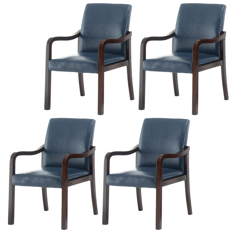 Contemporary Home Arm Chair Solid Back Upholstered Wood Dining Room Chair Blue 4 Piece Set Walnut Clearhalo ' kitchen&dining_furn' 'Dining Chairs' 'Dining Tables & Seating' 'dining_chair' 'furn' 'furn_dining_chair' 'Furniture' 'furniture_dining_chair' 'Kitchen & Dining Furniture' 'kitchen' 3596904