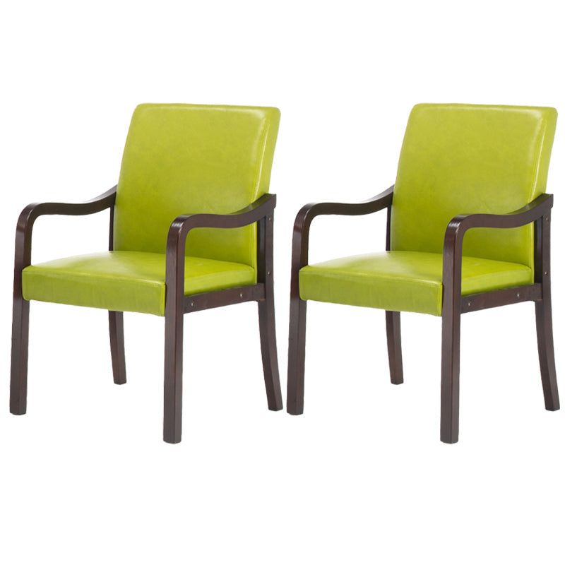 Contemporary Home Arm Chair Solid Back Upholstered Wood Dining Room Chair Fruit Green 2 Piece Set Walnut Clearhalo ' kitchen&dining_furn' 'Dining Chairs' 'Dining Tables & Seating' 'dining_chair' 'furn' 'furn_dining_chair' 'Furniture' 'furniture_dining_chair' 'Kitchen & Dining Furniture' 'kitchen' 3596906