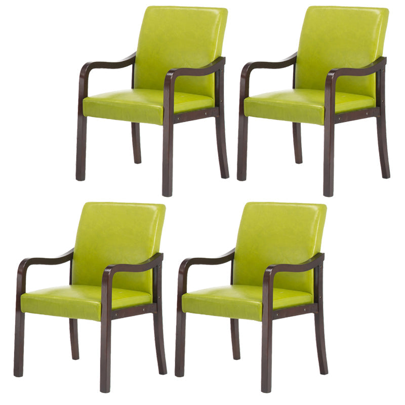 Contemporary Home Arm Chair Solid Back Upholstered Wood Dining Room Chair Fruit Green 4 Piece Set Walnut Clearhalo ' kitchen&dining_furn' 'Dining Chairs' 'Dining Tables & Seating' 'dining_chair' 'furn' 'furn_dining_chair' 'Furniture' 'furniture_dining_chair' 'Kitchen & Dining Furniture' 'kitchen' 3596907