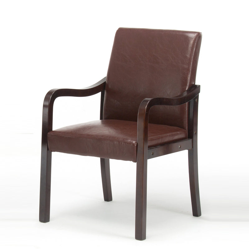 Contemporary Home Arm Chair Solid Back Upholstered Wood Dining Room Chair Brown 1 Piece Walnut Clearhalo ' kitchen&dining_furn' 'Dining Chairs' 'Dining Tables & Seating' 'dining_chair' 'furn' 'furn_dining_chair' 'Furniture' 'furniture_dining_chair' 'Kitchen & Dining Furniture' 'kitchen' 3596908