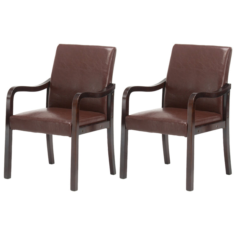 Contemporary Home Arm Chair Solid Back Upholstered Wood Dining Room Chair Brown 2 Piece Set Walnut Clearhalo ' kitchen&dining_furn' 'Dining Chairs' 'Dining Tables & Seating' 'dining_chair' 'furn' 'furn_dining_chair' 'Furniture' 'furniture_dining_chair' 'Kitchen & Dining Furniture' 'kitchen' 3596909