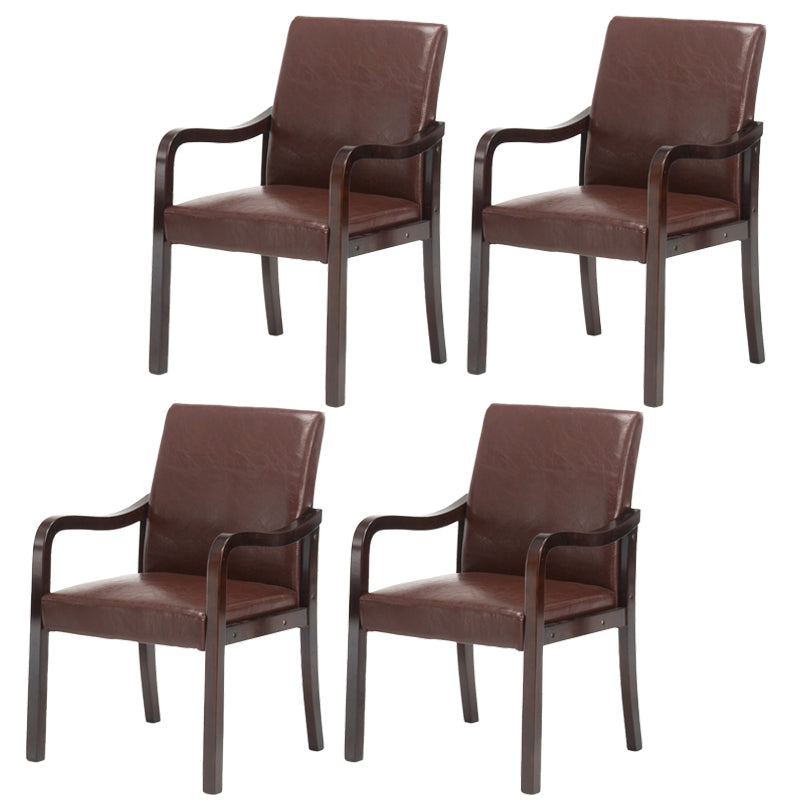 Contemporary Home Arm Chair Solid Back Upholstered Wood Dining Room Chair Brown 4 Piece Set Walnut Clearhalo ' kitchen&dining_furn' 'Dining Chairs' 'Dining Tables & Seating' 'dining_chair' 'furn' 'furn_dining_chair' 'Furniture' 'furniture_dining_chair' 'Kitchen & Dining Furniture' 'kitchen' 3596910