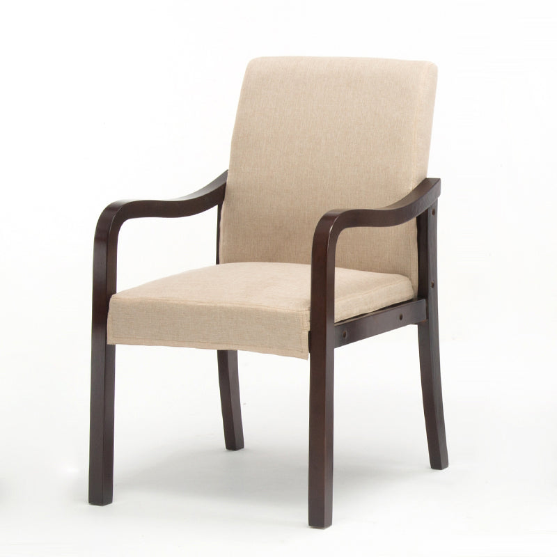 Contemporary Home Arm Chair Solid Back Upholstered Wood Dining Room Chair Khaki 1 Piece Walnut Clearhalo ' kitchen&dining_furn' 'Dining Chairs' 'Dining Tables & Seating' 'dining_chair' 'furn' 'furn_dining_chair' 'Furniture' 'furniture_dining_chair' 'Kitchen & Dining Furniture' 'kitchen' 3596911