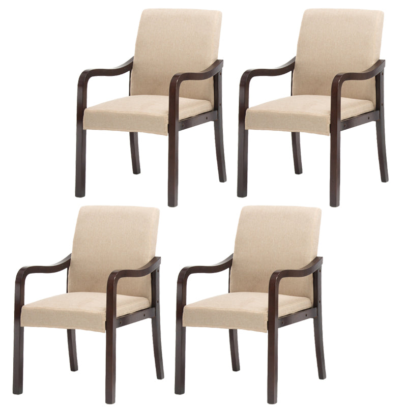 Contemporary Home Arm Chair Solid Back Upholstered Wood Dining Room Chair Khaki 4 Piece Set Walnut Clearhalo ' kitchen&dining_furn' 'Dining Chairs' 'Dining Tables & Seating' 'dining_chair' 'furn' 'furn_dining_chair' 'Furniture' 'furniture_dining_chair' 'Kitchen & Dining Furniture' 'kitchen' 3596913