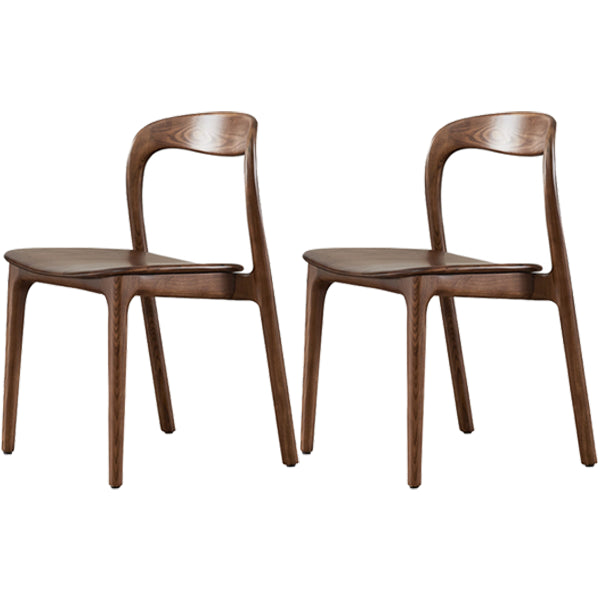 Farmhouse Style Wood Dining Side Chair Solid Back Armless Chair for Home Use Walnut Solid Wood 2 Piece Set Clearhalo ' kitchen&dining_furn' 'Dining Chairs' 'Dining Tables & Seating' 'dining_chair' 'furn' 'furn_dining_chair' 'Furniture' 'furniture_dining_chair' 'Kitchen & Dining Furniture' 'kitchen' 3596917