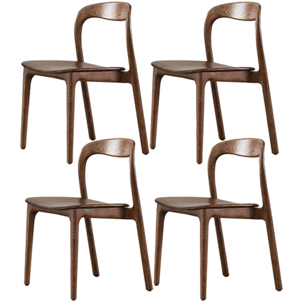 Farmhouse Style Wood Dining Side Chair Solid Back Armless Chair for Home Use Walnut Solid Wood 4 Piece Set Clearhalo ' kitchen&dining_furn' 'Dining Chairs' 'Dining Tables & Seating' 'dining_chair' 'furn' 'furn_dining_chair' 'Furniture' 'furniture_dining_chair' 'Kitchen & Dining Furniture' 'kitchen' 3596918