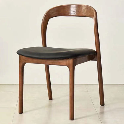 Farmhouse Style Wood Dining Side Chair Solid Back Armless Chair for Home Use Walnut Leather 1 Piece Clearhalo ' kitchen&dining_furn' 'Dining Chairs' 'Dining Tables & Seating' 'dining_chair' 'furn' 'furn_dining_chair' 'Furniture' 'furniture_dining_chair' 'Kitchen & Dining Furniture' 'kitchen' 3596921