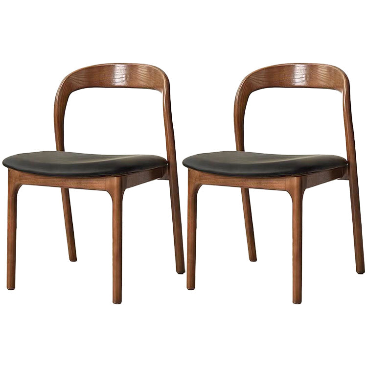 Farmhouse Style Wood Dining Side Chair Solid Back Armless Chair for Home Use Walnut Leather 2 Piece Set Clearhalo ' kitchen&dining_furn' 'Dining Chairs' 'Dining Tables & Seating' 'dining_chair' 'furn' 'furn_dining_chair' 'Furniture' 'furniture_dining_chair' 'Kitchen & Dining Furniture' 'kitchen' 3596923
