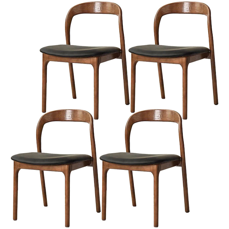 Farmhouse Style Wood Dining Side Chair Solid Back Armless Chair for Home Use Walnut Leather 4 Piece Set Clearhalo ' kitchen&dining_furn' 'Dining Chairs' 'Dining Tables & Seating' 'dining_chair' 'furn' 'furn_dining_chair' 'Furniture' 'furniture_dining_chair' 'Kitchen & Dining Furniture' 'kitchen' 3596924