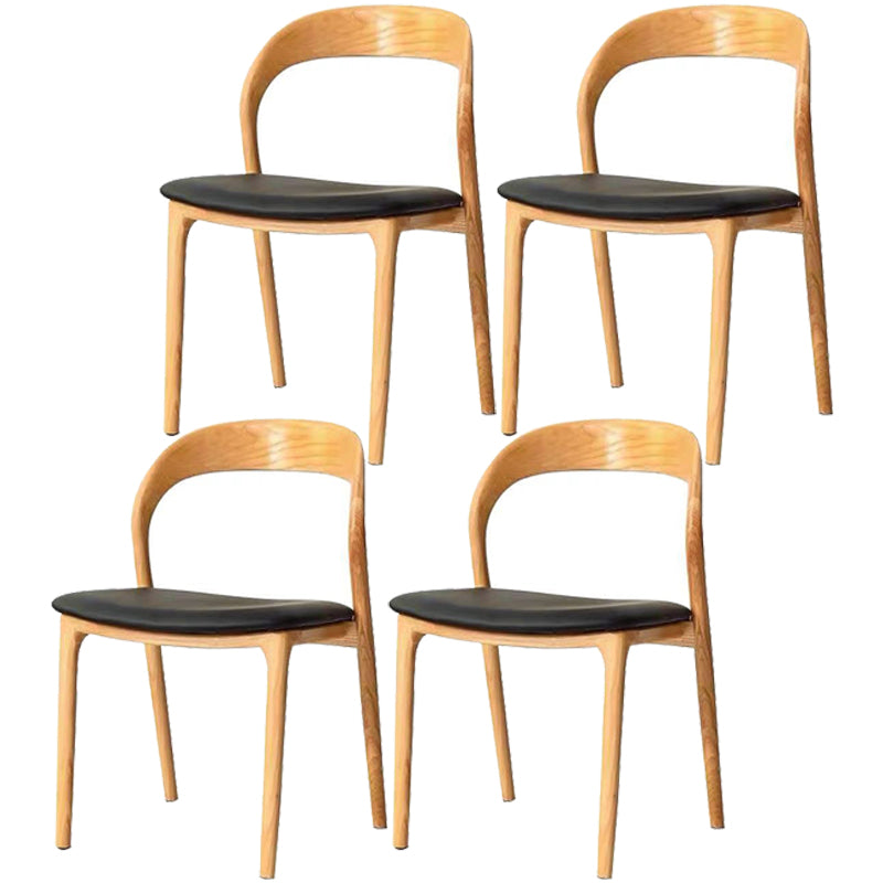 Farmhouse Style Wood Dining Side Chair Solid Back Armless Chair for Home Use Wood Leather 4 Piece Set Clearhalo ' kitchen&dining_furn' 'Dining Chairs' 'Dining Tables & Seating' 'dining_chair' 'furn' 'furn_dining_chair' 'Furniture' 'furniture_dining_chair' 'Kitchen & Dining Furniture' 'kitchen' 3596930