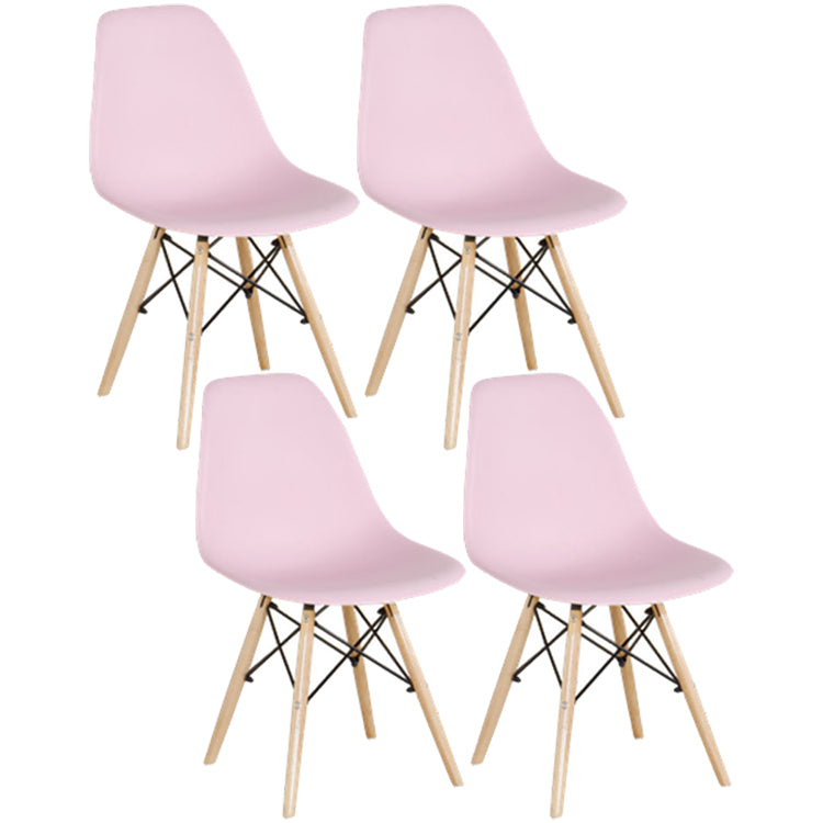 Glam Style Plastic Side Chair Matte Finish Solid Back Dining Chair for Home Use Pink Set of 4 Clearhalo ' kitchen&dining_furn' 'Dining Chairs' 'Dining Tables & Seating' 'dining_chair' 'Furniture' 'furniture_dining_chair' 'Kitchen & Dining Furniture' 'kitchen' 3596962