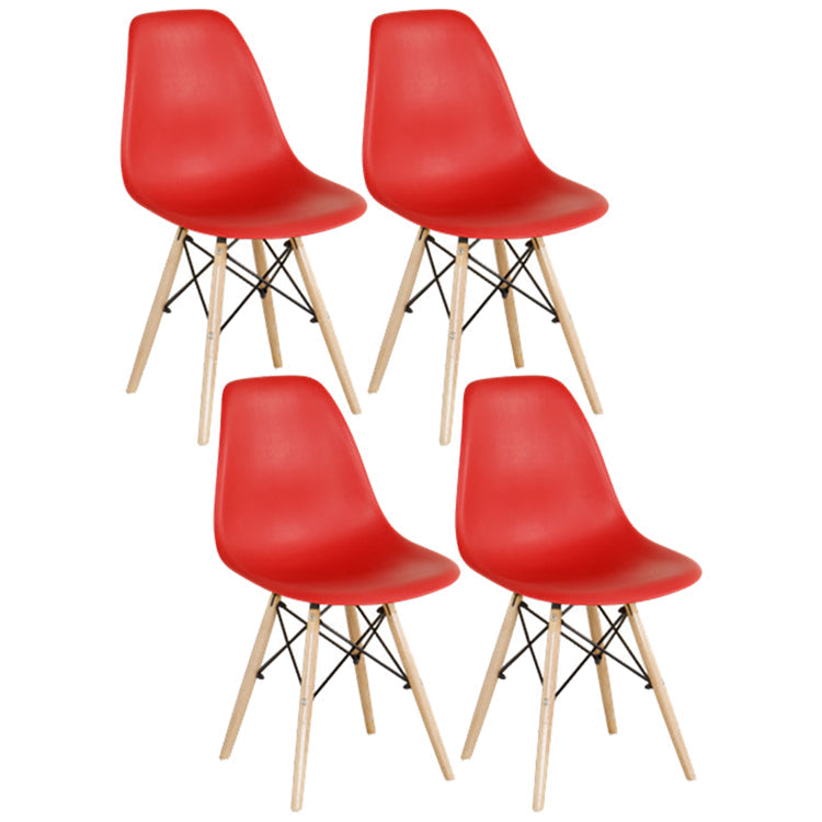 Glam Style Plastic Side Chair Matte Finish Solid Back Dining Chair for Home Use Red Set of 4 Clearhalo ' kitchen&dining_furn' 'Dining Chairs' 'Dining Tables & Seating' 'dining_chair' 'Furniture' 'furniture_dining_chair' 'Kitchen & Dining Furniture' 'kitchen' 3596987