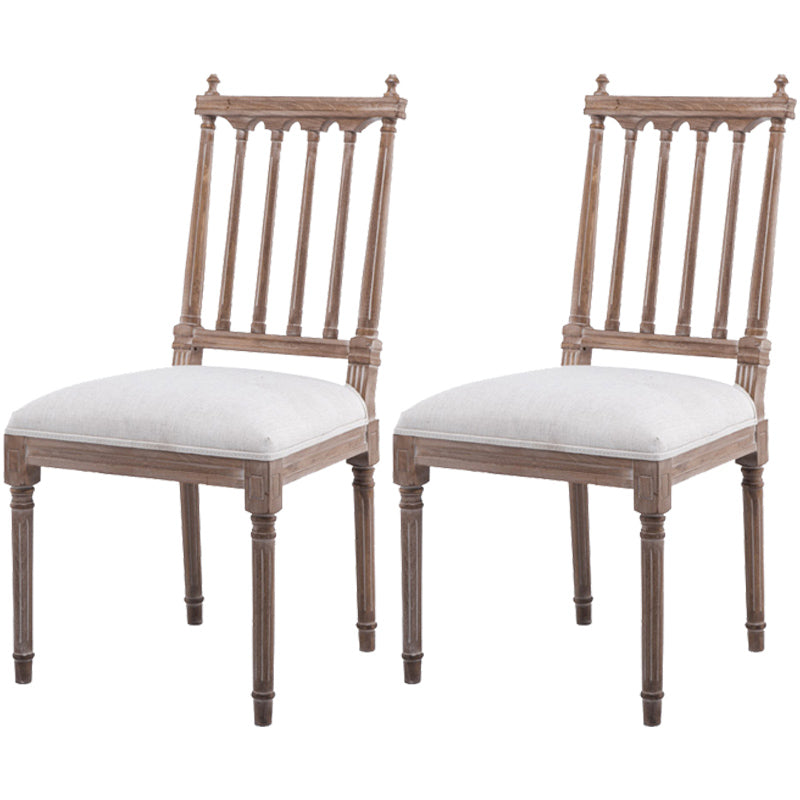 Farmhouse Fabric Dining Chair 40"H Slat Back Side Chair with Wooden Base for Restaurant Off-White 2 Piece Set Clearhalo ' kitchen&dining_furn' 'Dining Chairs' 'Dining Tables & Seating' 'dining_chair' 'furn' 'furn_dining_chair' 'Furniture' 'furniture_dining_chair' 'Kitchen & Dining Furniture' 'kitchen' 3596992