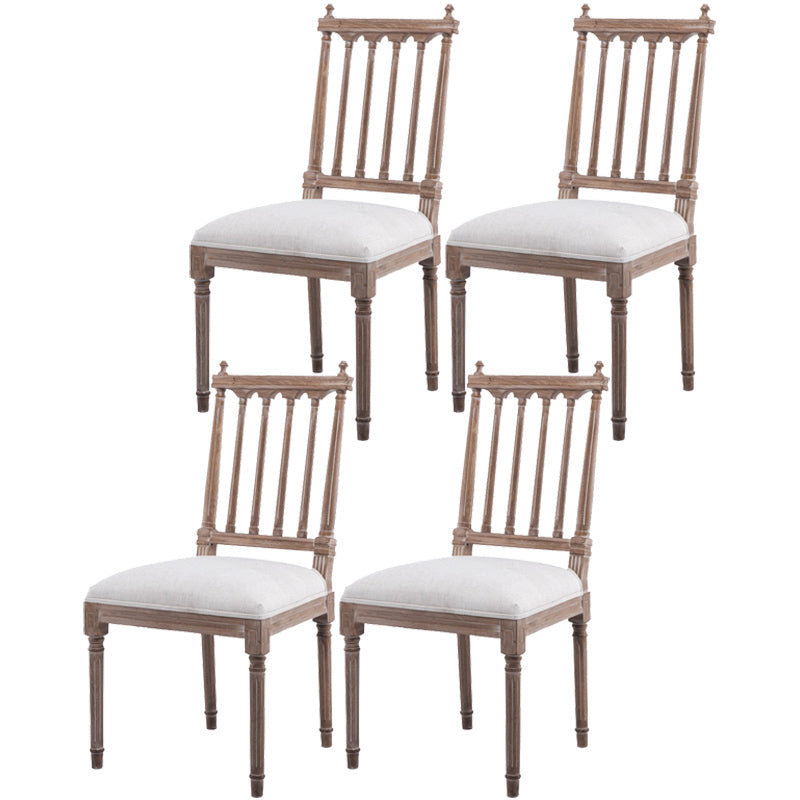 Farmhouse Fabric Dining Chair 40"H Slat Back Side Chair with Wooden Base for Restaurant Off-White 4 Piece Set Clearhalo ' kitchen&dining_furn' 'Dining Chairs' 'Dining Tables & Seating' 'dining_chair' 'furn' 'furn_dining_chair' 'Furniture' 'furniture_dining_chair' 'Kitchen & Dining Furniture' 'kitchen' 3596993