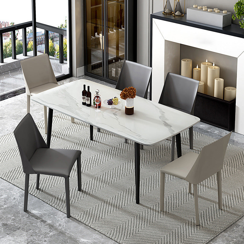 Leather Contemporary Restaurant Side Chair Solid Color Parsons Dining Chair Clearhalo ' kitchen&dining_furn' 'Dining Chairs' 'Dining Tables & Seating' 'dining_chair' 'furn' 'furn_dining_chair' 'Furniture' 'furniture_dining_chair' 'Kitchen & Dining Furniture' 'kitchen' 3597003