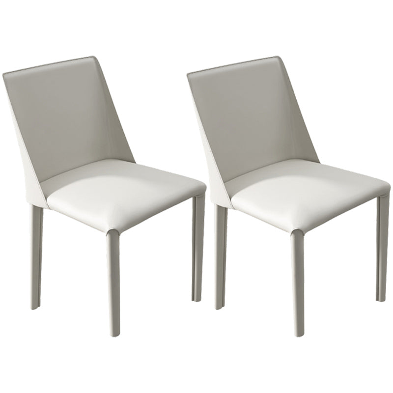 Leather Contemporary Restaurant Side Chair Solid Color Parsons Dining Chair Light Gray 2 Piece Set Clearhalo ' kitchen&dining_furn' 'Dining Chairs' 'Dining Tables & Seating' 'dining_chair' 'furn' 'furn_dining_chair' 'Furniture' 'furniture_dining_chair' 'Kitchen & Dining Furniture' 'kitchen' 3597004