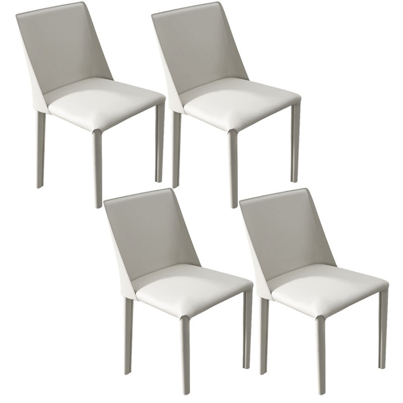 Leather Contemporary Restaurant Side Chair Solid Color Parsons Dining Chair Light Gray 4 Piece Set Clearhalo ' kitchen&dining_furn' 'Dining Chairs' 'Dining Tables & Seating' 'dining_chair' 'furn' 'furn_dining_chair' 'Furniture' 'furniture_dining_chair' 'Kitchen & Dining Furniture' 'kitchen' 3597006