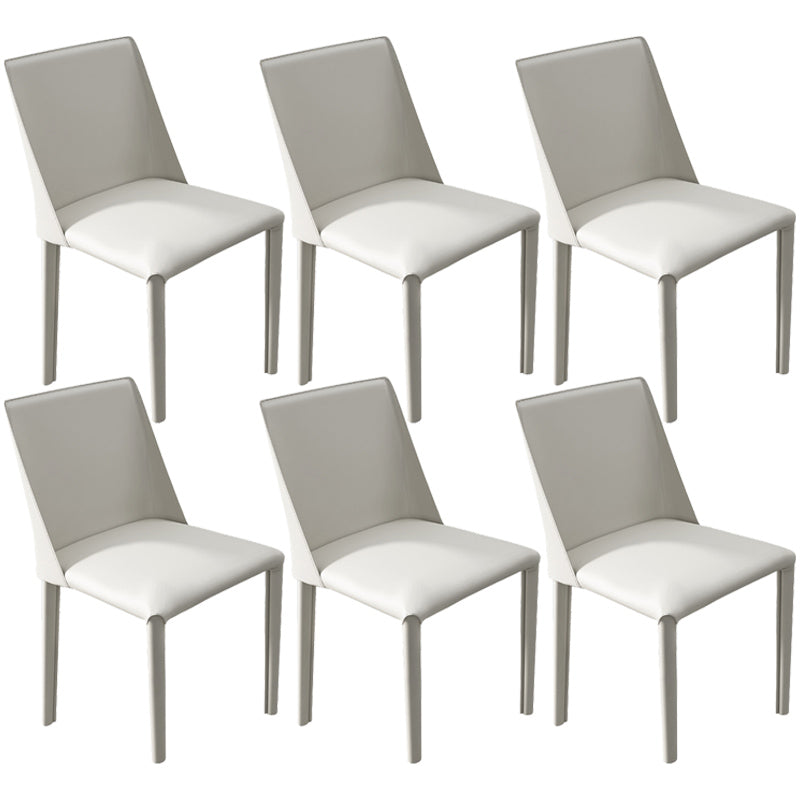 Leather Contemporary Restaurant Side Chair Solid Color Parsons Dining Chair Light Gray 6 Piece Set Clearhalo ' kitchen&dining_furn' 'Dining Chairs' 'Dining Tables & Seating' 'dining_chair' 'furn' 'furn_dining_chair' 'Furniture' 'furniture_dining_chair' 'Kitchen & Dining Furniture' 'kitchen' 3597008