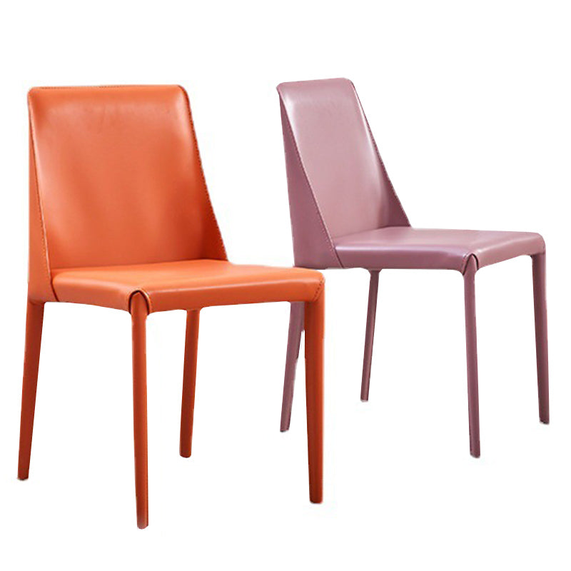 Leather Contemporary Restaurant Side Chair Solid Color Parsons Dining Chair Clearhalo ' kitchen&dining_furn' 'Dining Chairs' 'Dining Tables & Seating' 'dining_chair' 'furn' 'furn_dining_chair' 'Furniture' 'furniture_dining_chair' 'Kitchen & Dining Furniture' 'kitchen' 3597009