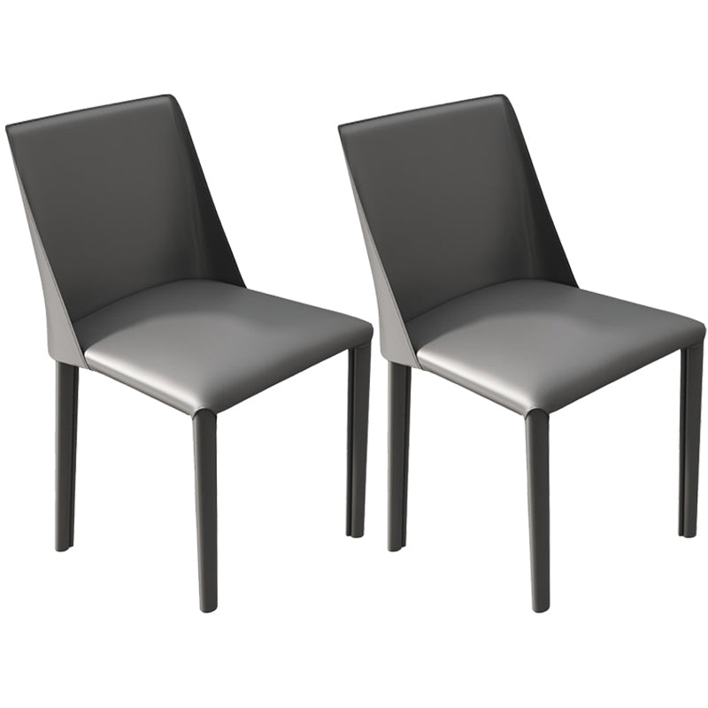 Leather Contemporary Restaurant Side Chair Solid Color Parsons Dining Chair Dark Gray 2 Piece Set Clearhalo ' kitchen&dining_furn' 'Dining Chairs' 'Dining Tables & Seating' 'dining_chair' 'furn' 'furn_dining_chair' 'Furniture' 'furniture_dining_chair' 'Kitchen & Dining Furniture' 'kitchen' 3597010