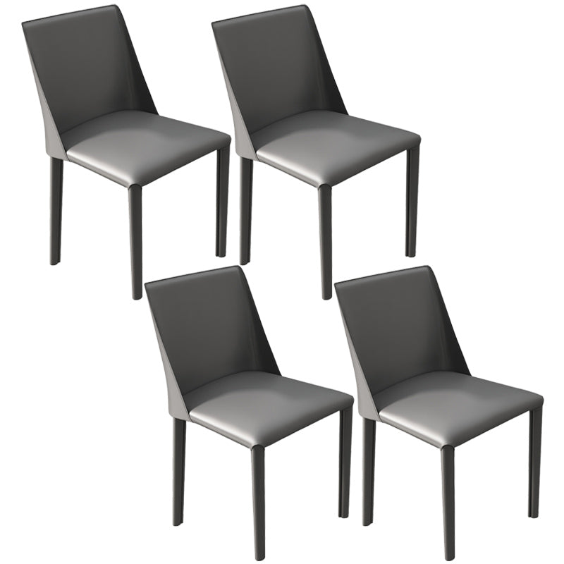 Leather Contemporary Restaurant Side Chair Solid Color Parsons Dining Chair Dark Gray 4 Piece Set Clearhalo ' kitchen&dining_furn' 'Dining Chairs' 'Dining Tables & Seating' 'dining_chair' 'furn' 'furn_dining_chair' 'Furniture' 'furniture_dining_chair' 'Kitchen & Dining Furniture' 'kitchen' 3597011