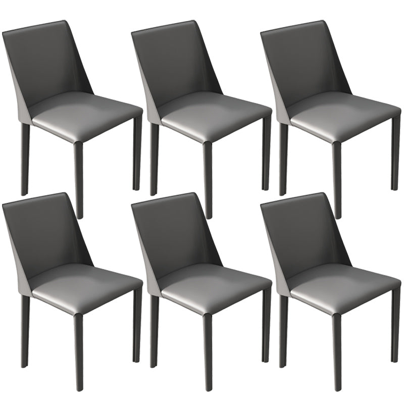 Leather Contemporary Restaurant Side Chair Solid Color Parsons Dining Chair Dark Gray 6 Piece Set Clearhalo ' kitchen&dining_furn' 'Dining Chairs' 'Dining Tables & Seating' 'dining_chair' 'furn' 'furn_dining_chair' 'Furniture' 'furniture_dining_chair' 'Kitchen & Dining Furniture' 'kitchen' 3597013