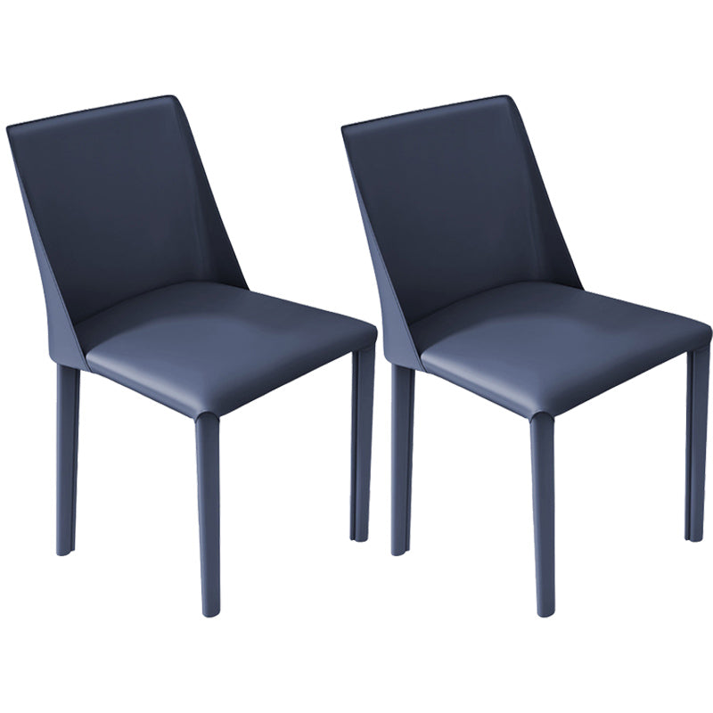 Leather Contemporary Restaurant Side Chair Solid Color Parsons Dining Chair Dark Blue 2 Piece Set Clearhalo ' kitchen&dining_furn' 'Dining Chairs' 'Dining Tables & Seating' 'dining_chair' 'furn' 'furn_dining_chair' 'Furniture' 'furniture_dining_chair' 'Kitchen & Dining Furniture' 'kitchen' 3597016