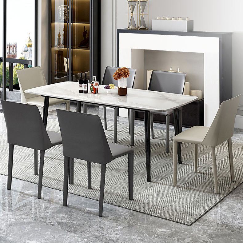 Leather Contemporary Restaurant Side Chair Solid Color Parsons Dining Chair Clearhalo ' kitchen&dining_furn' 'Dining Chairs' 'Dining Tables & Seating' 'dining_chair' 'furn' 'furn_dining_chair' 'Furniture' 'furniture_dining_chair' 'Kitchen & Dining Furniture' 'kitchen' 3597017