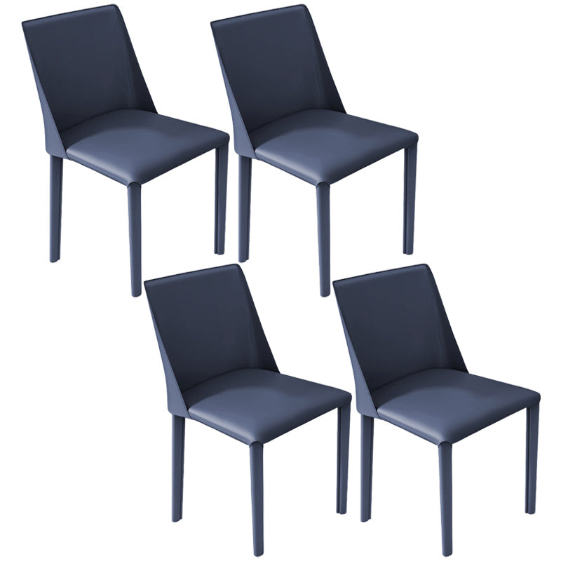 Leather Contemporary Restaurant Side Chair Solid Color Parsons Dining Chair Dark Blue 4 Piece Set Clearhalo ' kitchen&dining_furn' 'Dining Chairs' 'Dining Tables & Seating' 'dining_chair' 'furn' 'furn_dining_chair' 'Furniture' 'furniture_dining_chair' 'Kitchen & Dining Furniture' 'kitchen' 3597018
