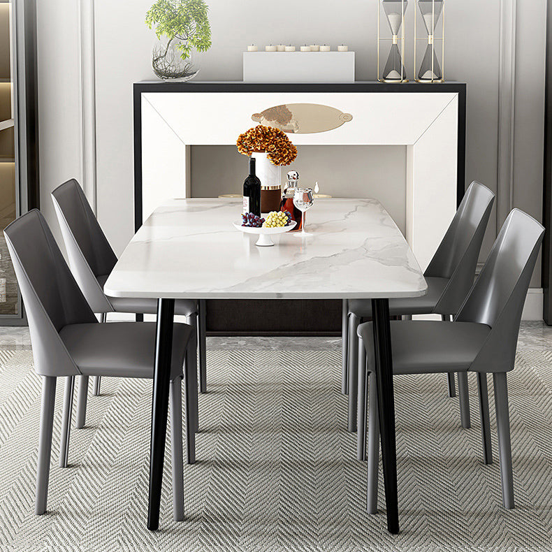 Leather Contemporary Restaurant Side Chair Solid Color Parsons Dining Chair Clearhalo ' kitchen&dining_furn' 'Dining Chairs' 'Dining Tables & Seating' 'dining_chair' 'furn' 'furn_dining_chair' 'Furniture' 'furniture_dining_chair' 'Kitchen & Dining Furniture' 'kitchen' 3597019