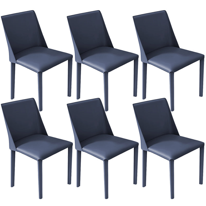 Leather Contemporary Restaurant Side Chair Solid Color Parsons Dining Chair Dark Blue 6 Piece Set Clearhalo ' kitchen&dining_furn' 'Dining Chairs' 'Dining Tables & Seating' 'dining_chair' 'furn' 'furn_dining_chair' 'Furniture' 'furniture_dining_chair' 'Kitchen & Dining Furniture' 'kitchen' 3597020