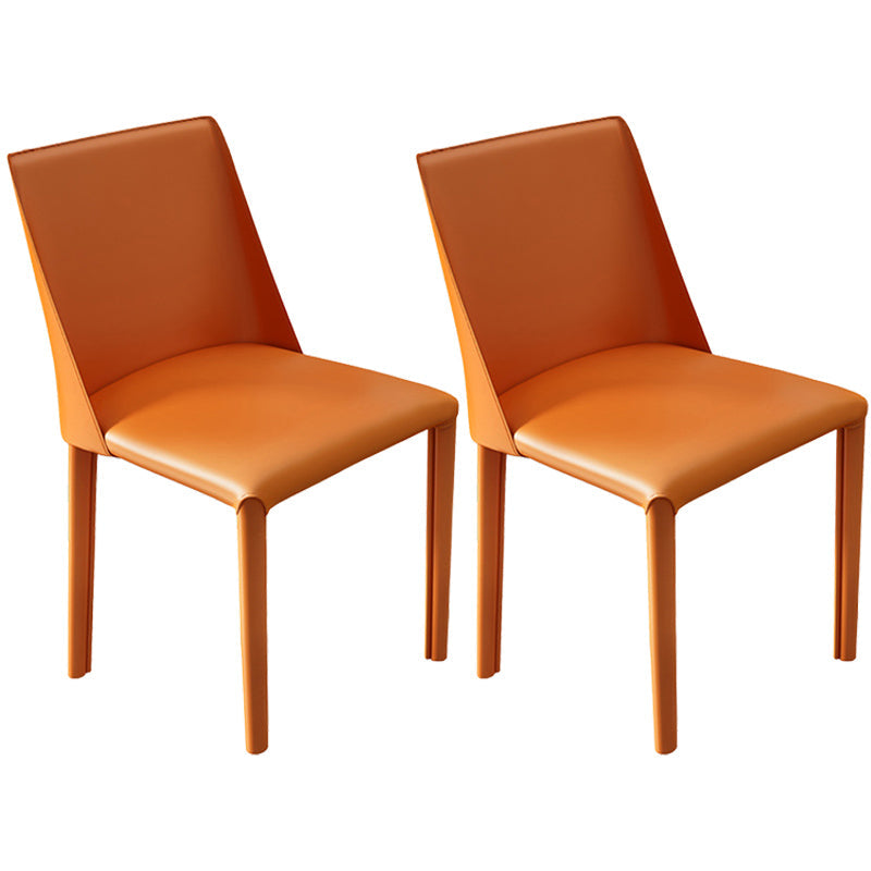 Leather Contemporary Restaurant Side Chair Solid Color Parsons Dining Chair Orange 2 Piece Set Clearhalo ' kitchen&dining_furn' 'Dining Chairs' 'Dining Tables & Seating' 'dining_chair' 'furn' 'furn_dining_chair' 'Furniture' 'furniture_dining_chair' 'Kitchen & Dining Furniture' 'kitchen' 3597021