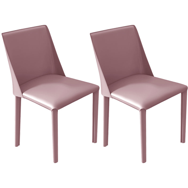 Leather Contemporary Restaurant Side Chair Solid Color Parsons Dining Chair Pink 2 Piece Set Clearhalo ' kitchen&dining_furn' 'Dining Chairs' 'Dining Tables & Seating' 'dining_chair' 'furn' 'furn_dining_chair' 'Furniture' 'furniture_dining_chair' 'Kitchen & Dining Furniture' 'kitchen' 3597024