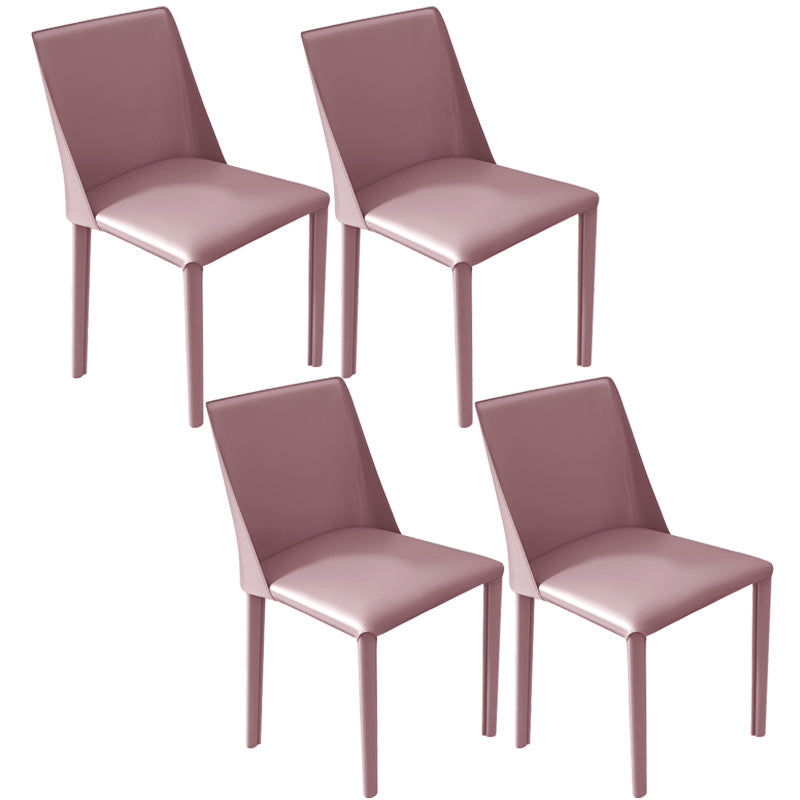 Leather Contemporary Restaurant Side Chair Solid Color Parsons Dining Chair Pink 4 Piece Set Clearhalo ' kitchen&dining_furn' 'Dining Chairs' 'Dining Tables & Seating' 'dining_chair' 'furn' 'furn_dining_chair' 'Furniture' 'furniture_dining_chair' 'Kitchen & Dining Furniture' 'kitchen' 3597025