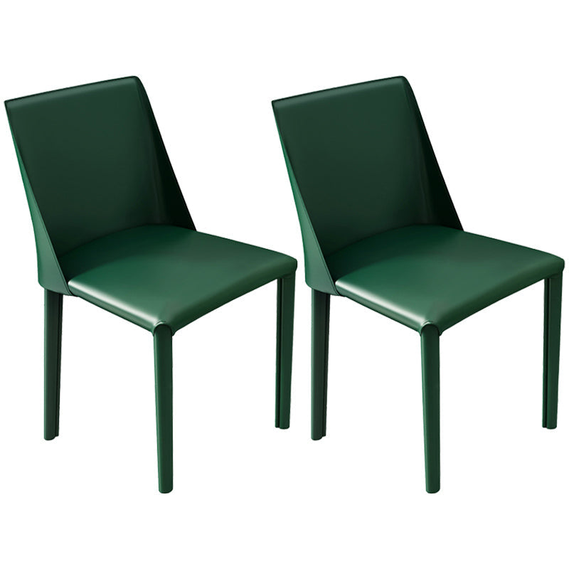 Leather Contemporary Restaurant Side Chair Solid Color Parsons Dining Chair Dark Green 2 Piece Set Clearhalo ' kitchen&dining_furn' 'Dining Chairs' 'Dining Tables & Seating' 'dining_chair' 'furn' 'furn_dining_chair' 'Furniture' 'furniture_dining_chair' 'Kitchen & Dining Furniture' 'kitchen' 3597027