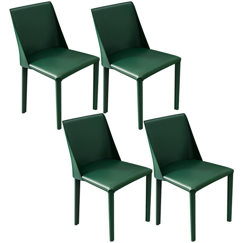 Leather Contemporary Restaurant Side Chair Solid Color Parsons Dining Chair Dark Green 4 Piece Set Clearhalo ' kitchen&dining_furn' 'Dining Chairs' 'Dining Tables & Seating' 'dining_chair' 'furn' 'furn_dining_chair' 'Furniture' 'furniture_dining_chair' 'Kitchen & Dining Furniture' 'kitchen' 3597028