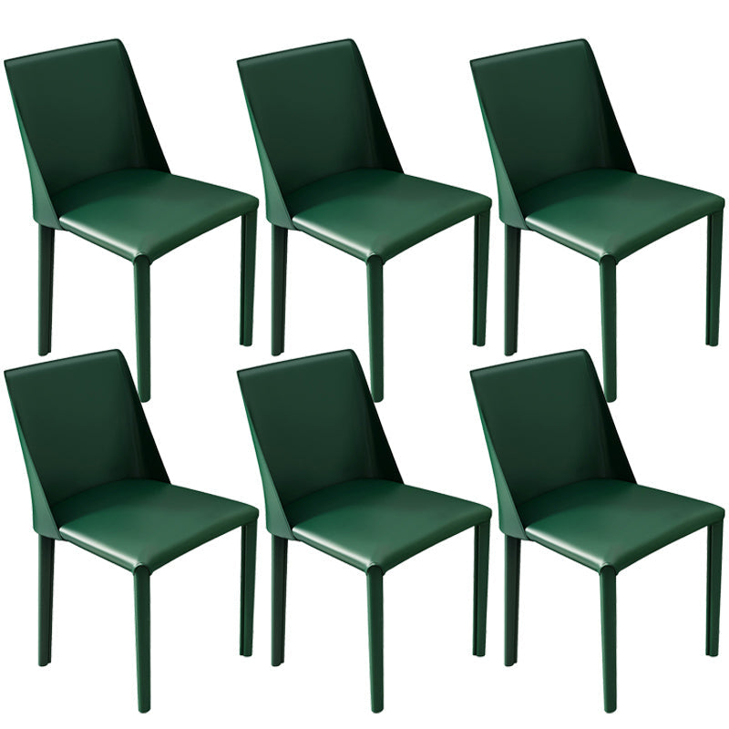 Leather Contemporary Restaurant Side Chair Solid Color Parsons Dining Chair Dark Green 6 Piece Set Clearhalo ' kitchen&dining_furn' 'Dining Chairs' 'Dining Tables & Seating' 'dining_chair' 'furn' 'furn_dining_chair' 'Furniture' 'furniture_dining_chair' 'Kitchen & Dining Furniture' 'kitchen' 3597029