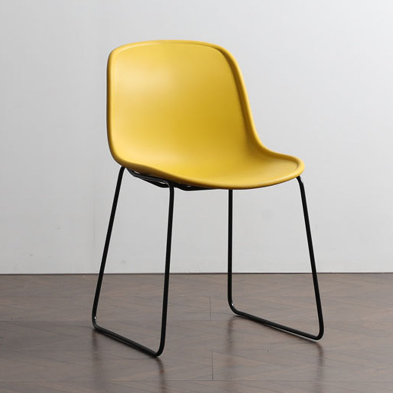 Industrial Style Side Chair Set Dining Room Side Chair Set with Metal Legs Yellow 1 Piece Clearhalo ' kitchen&dining_furn' 'Dining Chairs' 'Dining Tables & Seating' 'dining_chair' 'Furniture' 'furniture_dining_chair' 'Kitchen & Dining Furniture' 'kitchen' 3597036