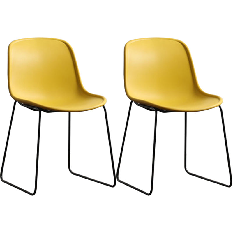 Industrial Style Side Chair Set Dining Room Side Chair Set with Metal Legs Yellow Set of 2 Clearhalo ' kitchen&dining_furn' 'Dining Chairs' 'Dining Tables & Seating' 'dining_chair' 'Furniture' 'furniture_dining_chair' 'Kitchen & Dining Furniture' 'kitchen' 3597038