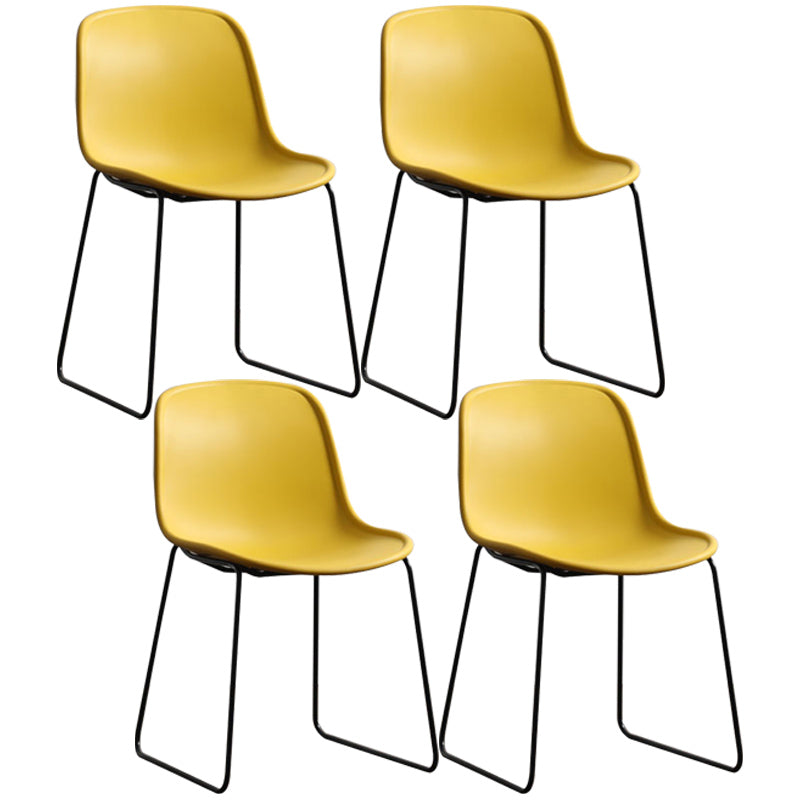 Industrial Style Side Chair Set Dining Room Side Chair Set with Metal Legs Yellow Set of 4 Clearhalo ' kitchen&dining_furn' 'Dining Chairs' 'Dining Tables & Seating' 'dining_chair' 'Furniture' 'furniture_dining_chair' 'Kitchen & Dining Furniture' 'kitchen' 3597040