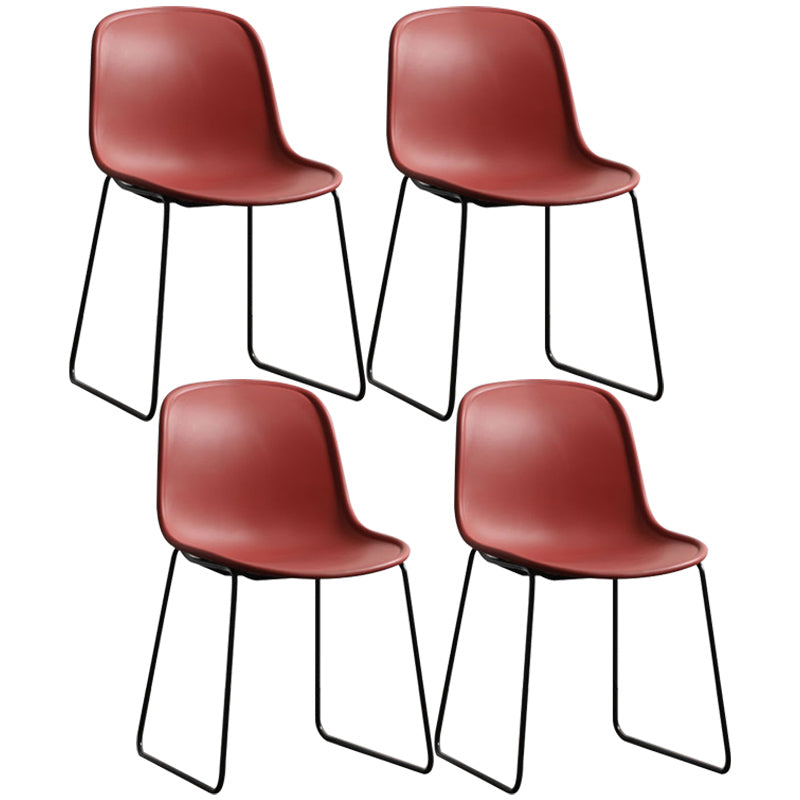 Industrial Style Side Chair Set Dining Room Side Chair Set with Metal Legs Red Set of 4 Clearhalo ' kitchen&dining_furn' 'Dining Chairs' 'Dining Tables & Seating' 'dining_chair' 'Furniture' 'furniture_dining_chair' 'Kitchen & Dining Furniture' 'kitchen' 3597047