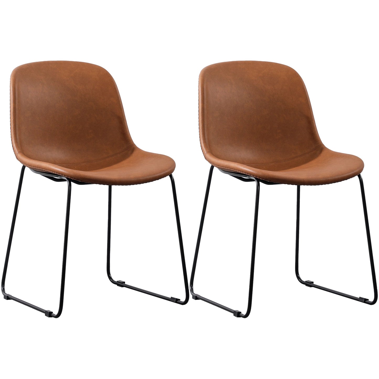 Industrial Style Side Chair Set Dining Room Side Chair Set with Metal Legs Brown Set of 2 Clearhalo ' kitchen&dining_furn' 'Dining Chairs' 'Dining Tables & Seating' 'dining_chair' 'Furniture' 'furniture_dining_chair' 'Kitchen & Dining Furniture' 'kitchen' 3597059