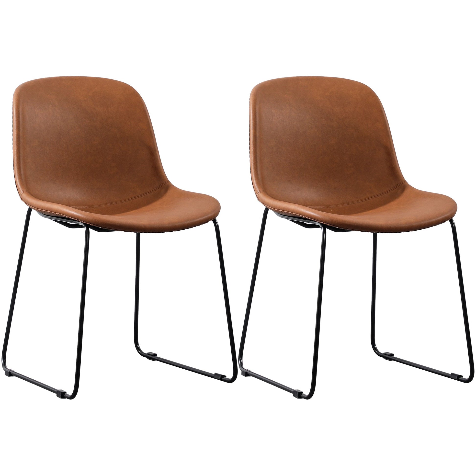 Industrial Style Side Chair Set Dining Room Side Chair Set with Metal Legs Brown Set of 2 Clearhalo ' kitchen&dining_furn' 'Dining Chairs' 'Dining Tables & Seating' 'dining_chair' 'Furniture' 'furniture_dining_chair' 'Kitchen & Dining Furniture' 'kitchen' 3597059