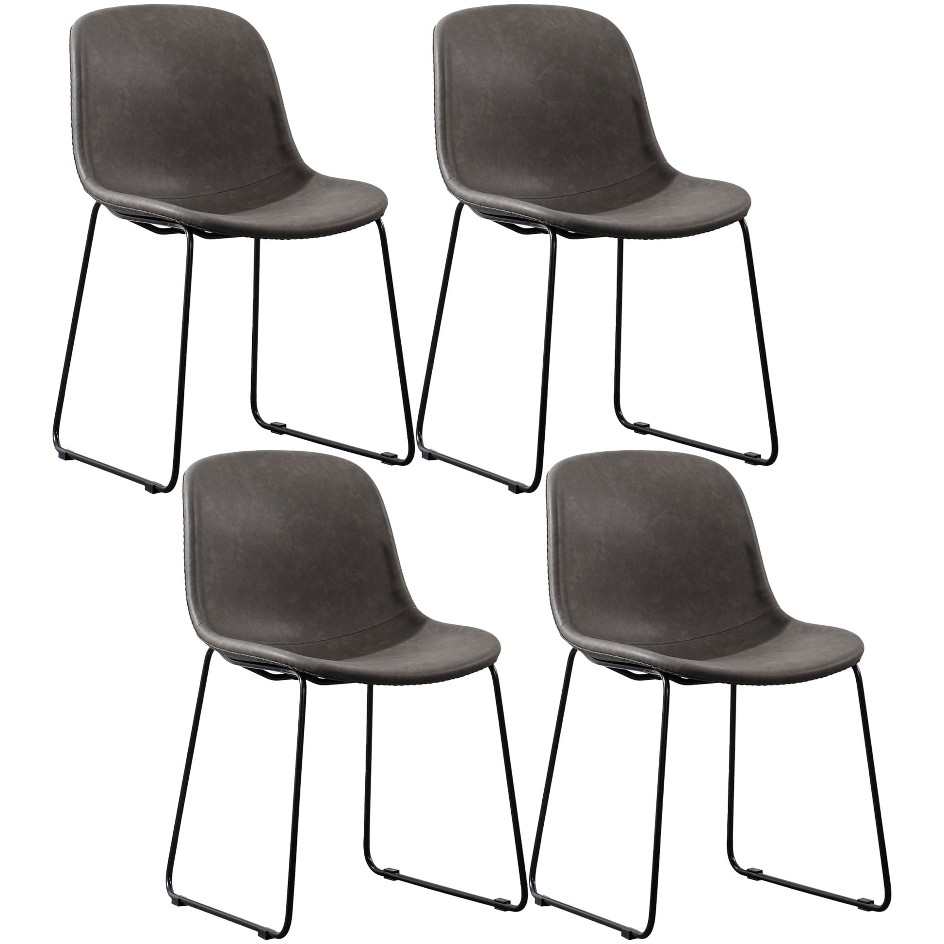 Industrial Style Side Chair Set Dining Room Side Chair Set with Metal Legs Black-Gray Set of 4 Clearhalo ' kitchen&dining_furn' 'Dining Chairs' 'Dining Tables & Seating' 'dining_chair' 'Furniture' 'furniture_dining_chair' 'Kitchen & Dining Furniture' 'kitchen' 3597066