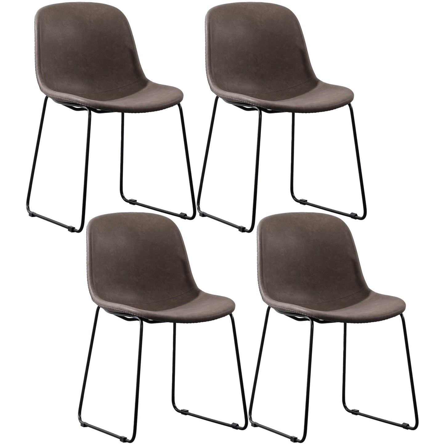 Industrial Style Side Chair Set Dining Room Side Chair Set with Metal Legs Dark Gray Set of 4 Clearhalo ' kitchen&dining_furn' 'Dining Chairs' 'Dining Tables & Seating' 'dining_chair' 'Furniture' 'furniture_dining_chair' 'Kitchen & Dining Furniture' 'kitchen' 3597069