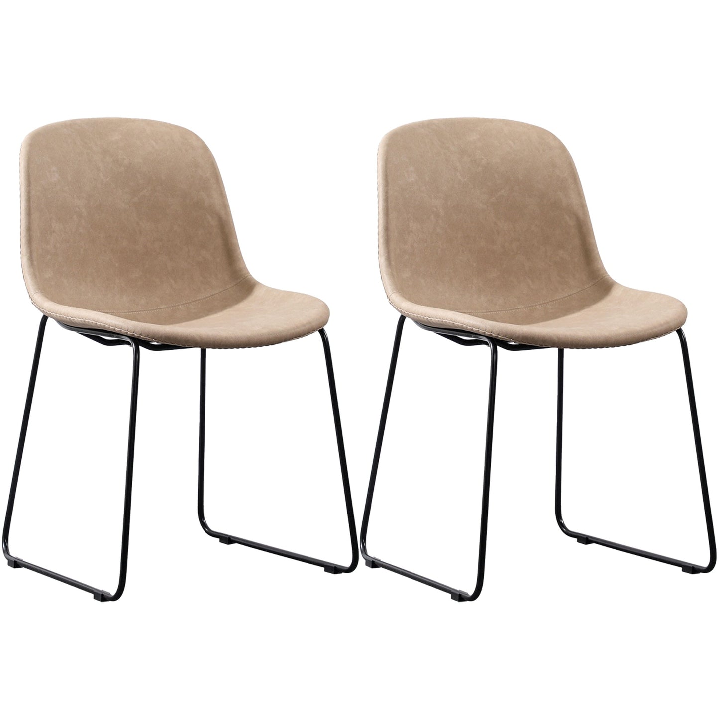 Industrial Style Side Chair Set Dining Room Side Chair Set with Metal Legs Off-White Set of 2 Clearhalo ' kitchen&dining_furn' 'Dining Chairs' 'Dining Tables & Seating' 'dining_chair' 'Furniture' 'furniture_dining_chair' 'Kitchen & Dining Furniture' 'kitchen' 3597074