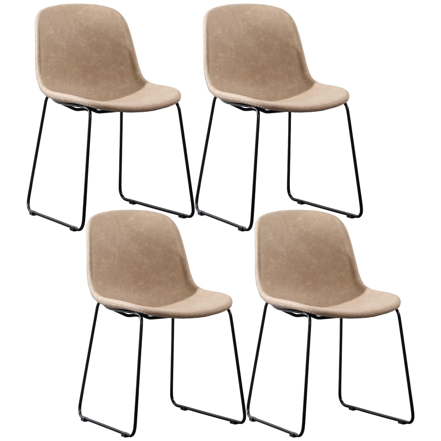Industrial Style Side Chair Set Dining Room Side Chair Set with Metal Legs Off-White Set of 4 Clearhalo ' kitchen&dining_furn' 'Dining Chairs' 'Dining Tables & Seating' 'dining_chair' 'Furniture' 'furniture_dining_chair' 'Kitchen & Dining Furniture' 'kitchen' 3597075