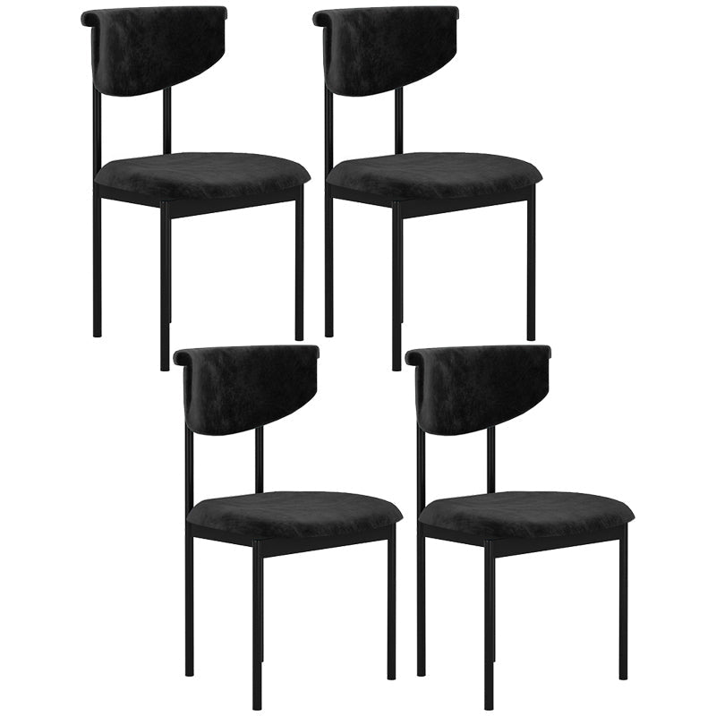 Contemporary Kitchen Black Dining Side Chair Metal Opening Back Dining Side Chair Black 4 Piece Set Clearhalo ' kitchen&dining_furn' 'Dining Chairs' 'Dining Tables & Seating' 'dining_chair' 'furn' 'furn_dining_chair' 'Furniture' 'furniture_dining_chair' 'Kitchen & Dining Furniture' 'kitchen' 3597079